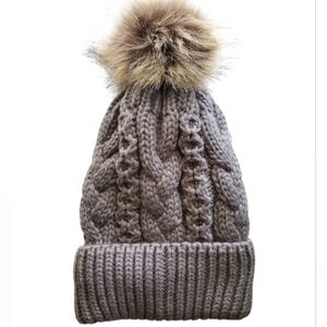 Cable Knit Ski Hat with Warm Lining